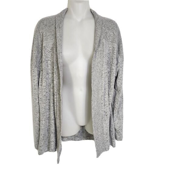 Maurices Womens Cardigan Sweater Medium Open Front Heathered Gray Velour Stripe - Picture 1 of 10